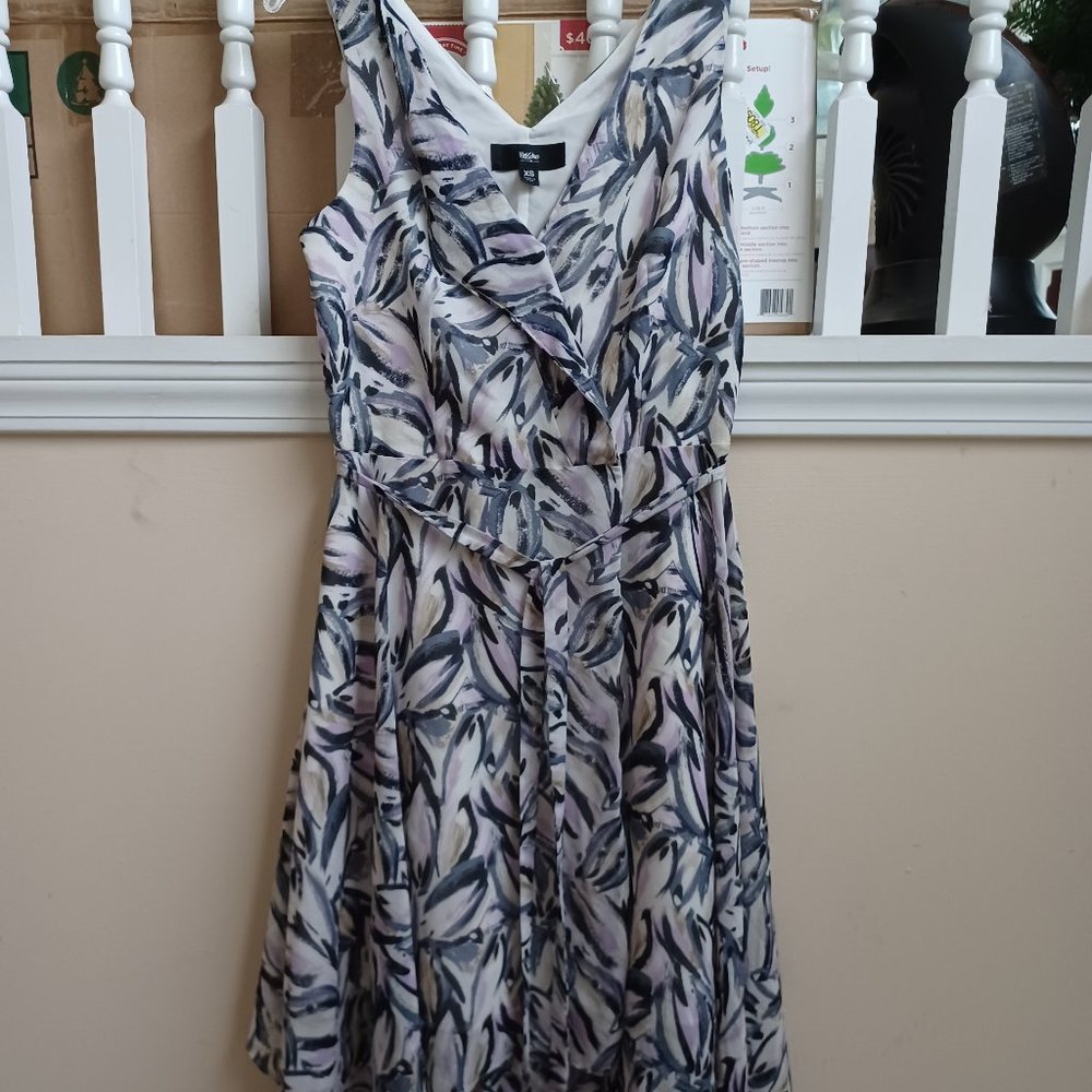 Mossimo purple gray white sleeveless wrap Dress sharkbite hem Women's size XS
